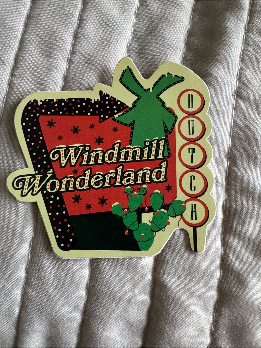 Dutch Bros Windmill Wonderland Sticker - Green & Red